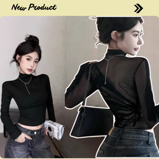 Áo Thun Nữ, Áo Thun Kiểu Nữ Lưng Phối Lưới Gợi Cảm Phong Cách Hottrend Douyin