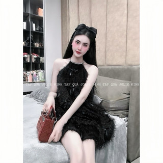 ĐẦM CỔ YẾM NƠ LÔNG VŨ HÀNG THIẾT KẾ