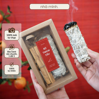 Bộ thanh tẩy nhà cửa xô thơm trắng & palo santo, xô thơm thanh tẩy năng lượng, xông nhà, white sage