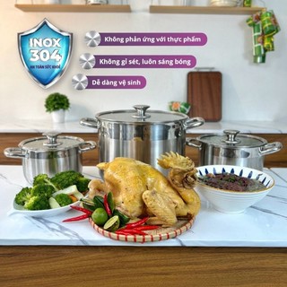 Bộ 3 nồi inox đáy 5 lớp Gume - Hàn Quốc - Bảo hành 5 năm
