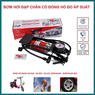 Bơm hơi đạp chân mini, bơm xe máy xe đạp xe hơi, bơm bong bóng đa năng, máy bơm hơi gấp gọn