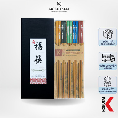Vỉ 5 đôi Đũa Gỗ Con Cá Kokusai Phong Cách Nhật Bản an toàn, chất liệu gỗ tự nhiên - NDCK-20