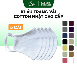 Khẩu Trang Vải Nam Nữ Cotton Nhật Cao Cấp Chống Nắng Ngăn Tia UV Thoáng Mát Mềm Mại Combo 5 Cái