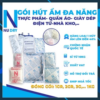 Gói hút ẩm thực phẩm đóng gói 1kg loại   1/2/3/5/10g Silicagel - túi hút ẩm thực phẩm quần áo giày dép máy ảnh