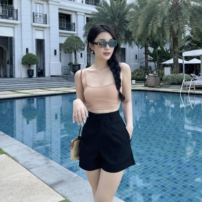 Áo 2 dây croptop thun gân nhiều màu mùa hè xinh xắn Callene (L1762)