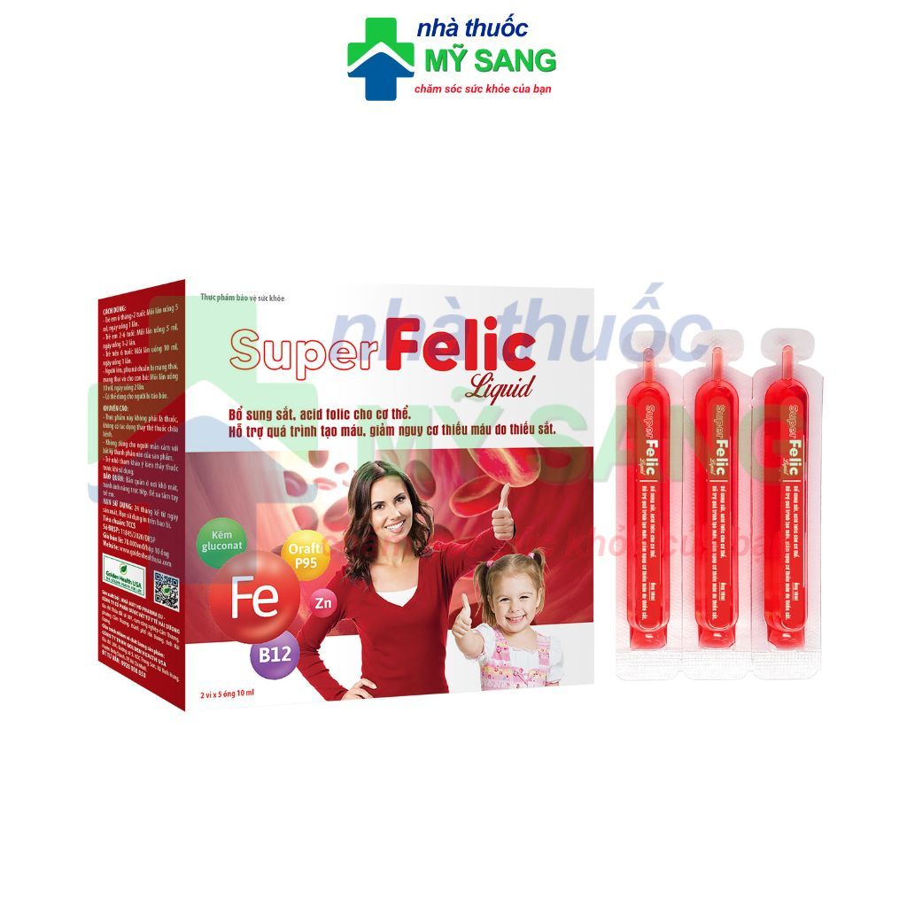super FELIC siro bổ sung sắt, acid folic cho cơ thể (hộp 10 ống x10ml)