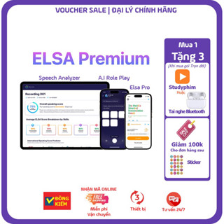 ELSA Premium (ELSA Pro, ELSA AI, Speech Analyzer) [Toàn quốc] Voucher mã học (1T,3T,1 năm, Trọn đời)