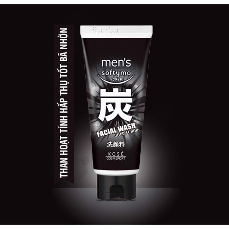 Sữa rửa mặt cho nam KOSE for men Softymo Facial Wash Wild Scrub 130ml