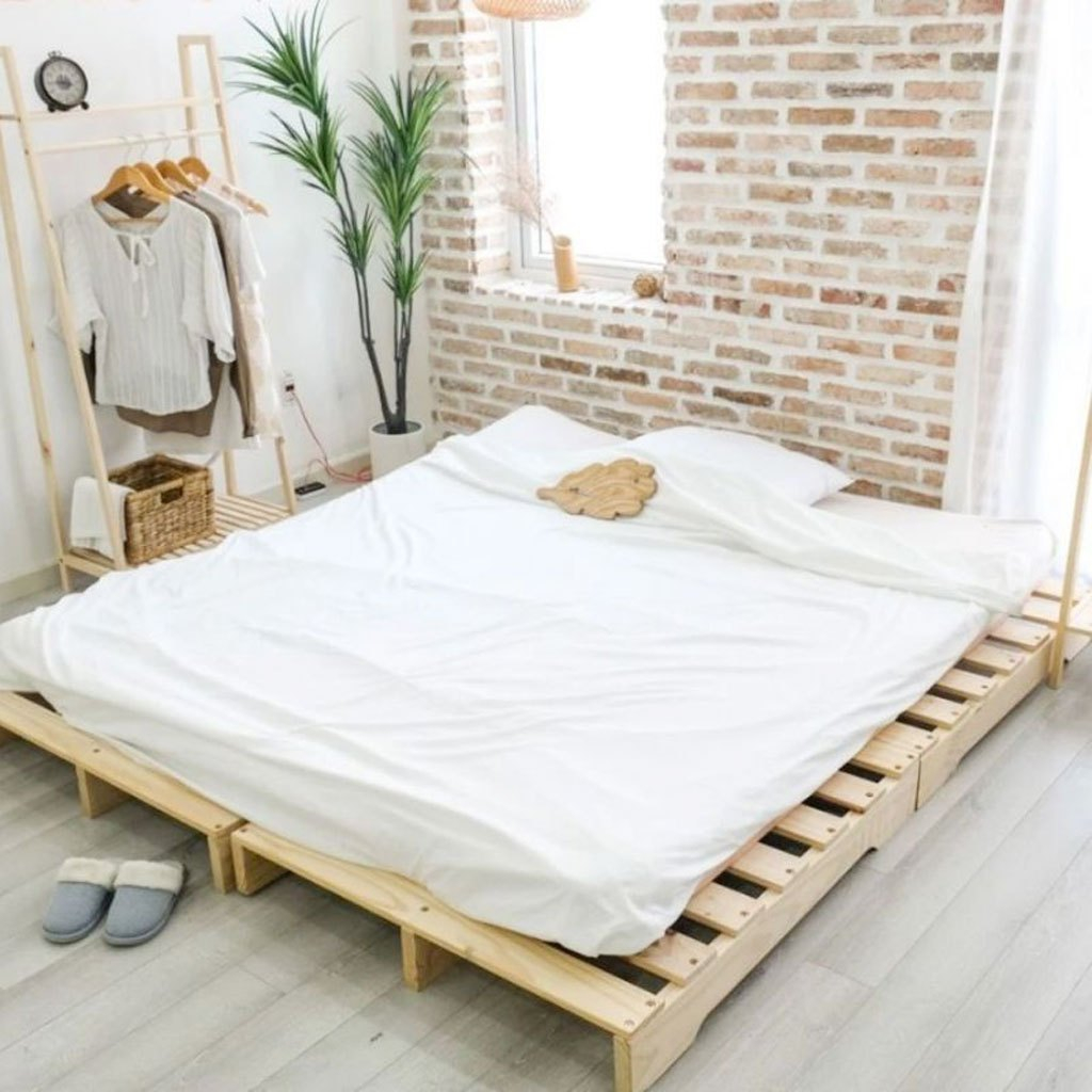 Giường Ngủ Pallet Gỗ Cao Cấp Gấp Gọn | SƠN PU CHỐNG MỐC| BẢO HÀNH 12 THÁNG| Đầy Đủ Kích Thước Cao 10cm