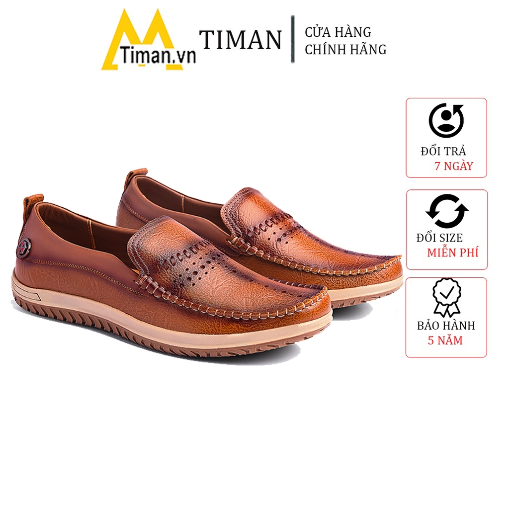 Giày nam lười chất liệu da bò tây đẹp phong cách công sở thiết kế mọi cao cấp bảo hành 5 năm NL39 TIMAN