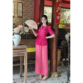 BÀ BA GẤM VÂN HOA PHỐI LỤA NHUNG LẠNH THIẾT KẾ CAO CẤP