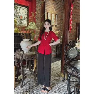 BÀ BA GẤM VÂN HOA PHỐI LỤA NHUNG LẠNH THIẾT KẾ CAO CẤP