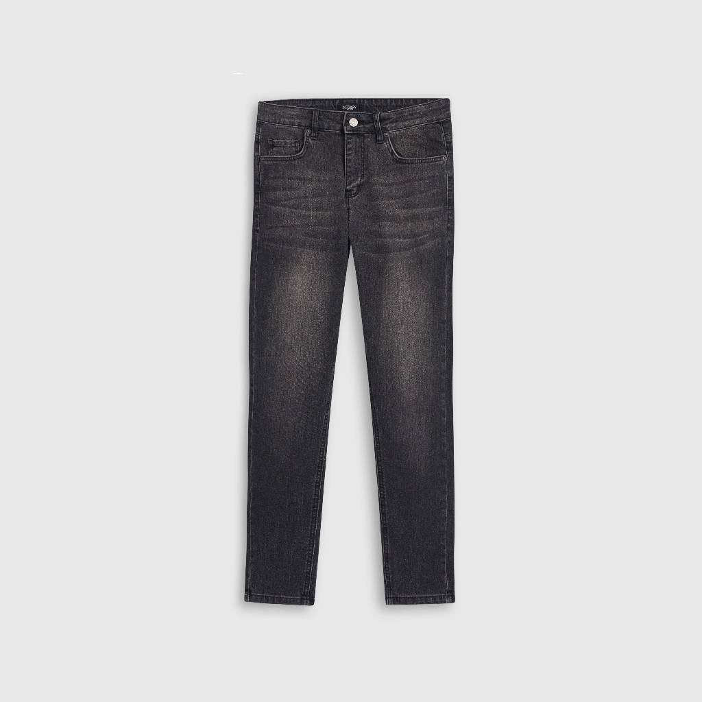 Quần jean nam ROWAY, vải denim co giãn nhẹ, form slim | Jean ghi trơn