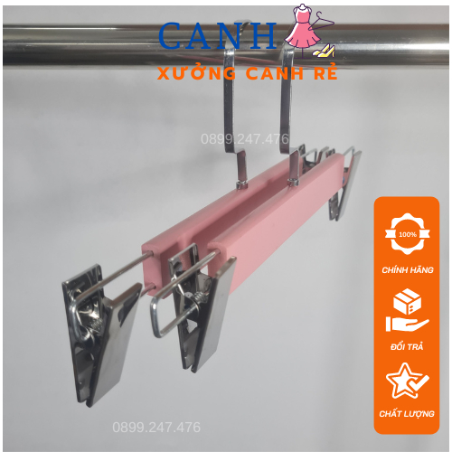 Móc Kẹp Treo Quần Aó Gỗ Hồng Người Lớn Xinh Xắn