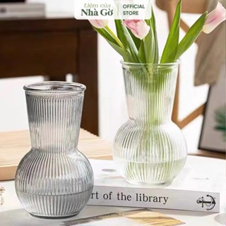 Bình hoa thủy tinh thân tròn cắm hoa trang trí phòng khách, bàn làm việc Nhà Gờ BTT23 M20