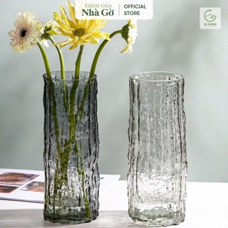 Bình hoa thủy tinh trụ sần cắm hoa trang trí phòng khách, bàn làm việc Nhà Gờ BTT23 M23