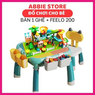 Bàn lắp ráp xếp hình đa năng hãng FEELO cho bé, bộ bàn ghế đa năng giúp bé vừa học vừa chơi