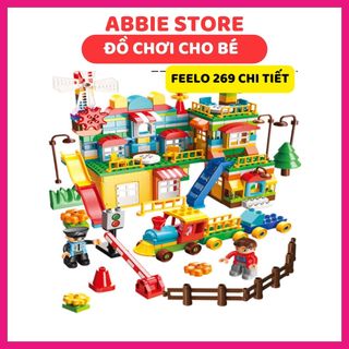 Bộ đồ chơi lắp ráp xếp hình sáng tạo 269 chi tiết, hãng Feelo, gạch loại to tương thích size duplo