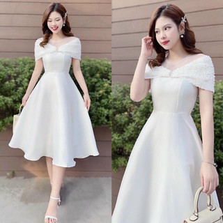 Đầm dự tiệc trễ vai dáng xoè sang trọng