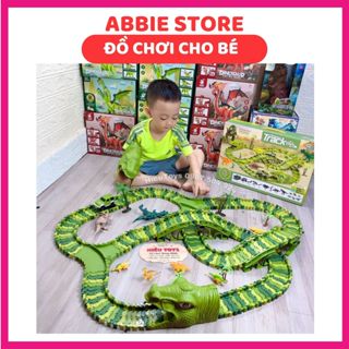 Bộ Đồ Chơi Lắp Ráp Đường Đua Khủng Long, Kèm Xe Địa Hình Chạy Trên Đường Ray Cỡ Lớn Cho Bé Sáng Tạo Gồm Có 240 Chi Tiết