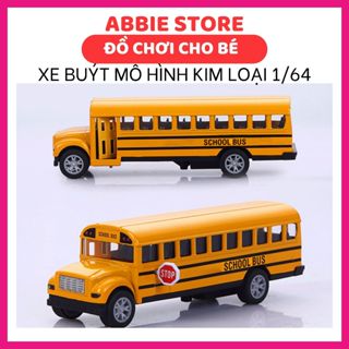 Xe Buýt Mô Hình Kim Loại Màu Vàng, Wheels On The Bus tỉ lệ 1/43 chiều dài 14cm