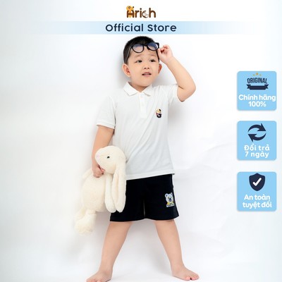 Size 11kg đến 35kg, Áo Polo modal in hình Gấu Teddy Arich