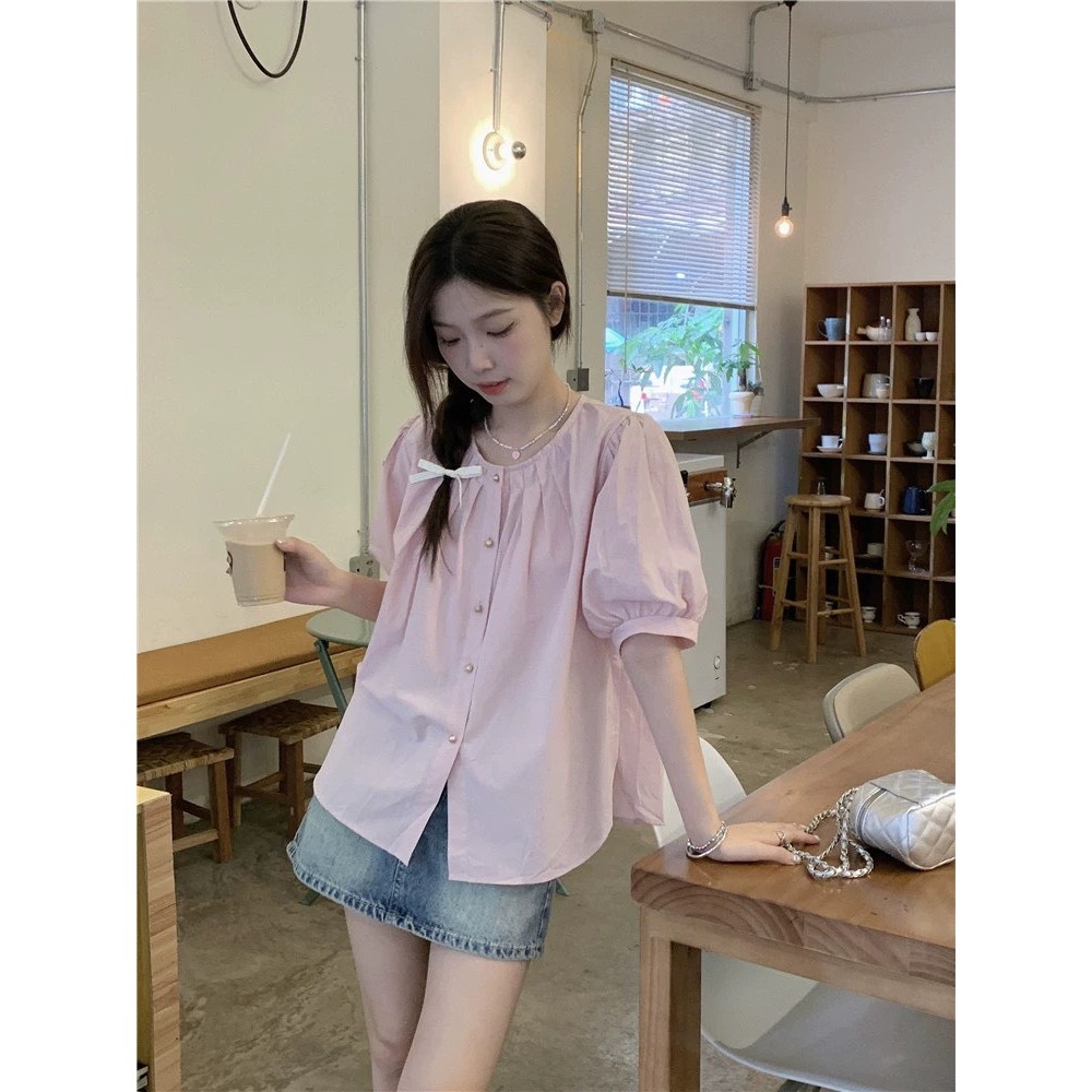 Áo kiểu cổ tròn tay bồng baydoll Miho house