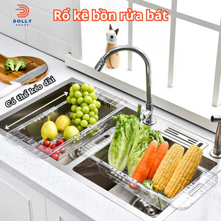 Kệ giá rổ gác bồn rửa chén bát đĩa trong suốt, rổ gác bồn rửa chén đa năng cực tiện lợi cho gian bếp Dollyhouse
