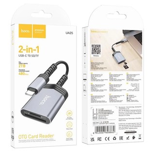 Đầu đọc thẻ nhớ Type C/ Lightning Hoco UA25 hỗ trợ đọc thẻ SD/ microSD