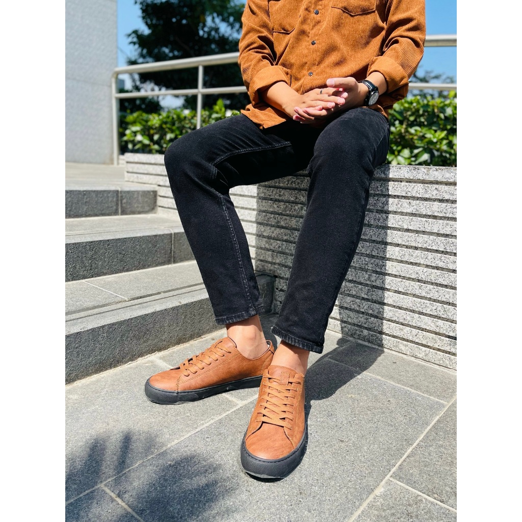 Giày Sneaker Da Nam Dincox D34 Brown Sang Trọng Lịch Lãm