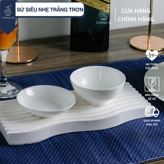 Chén đĩa chấm gia vị trắng trơn sứ siêu nhẹ - Sứ siêu nhẹ Minh Châu - Vỡ 1 đổi 1