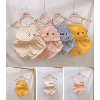   COMBO 3 BỘ  HAI DÂY GIRLS KHÁC MÀU CHẤT COTTON CHO BÉ 7-18KG. VIDEO THẬT. XƯỞNG MAY QUANG VINH 