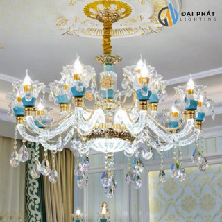 Đèn Chùm, Đèn Chùm Tân Cổ Điển 619 15 Tay Trang Trí Phòng Khách Tặng Kèm Bóng (Bảo Hành 2 Năm)