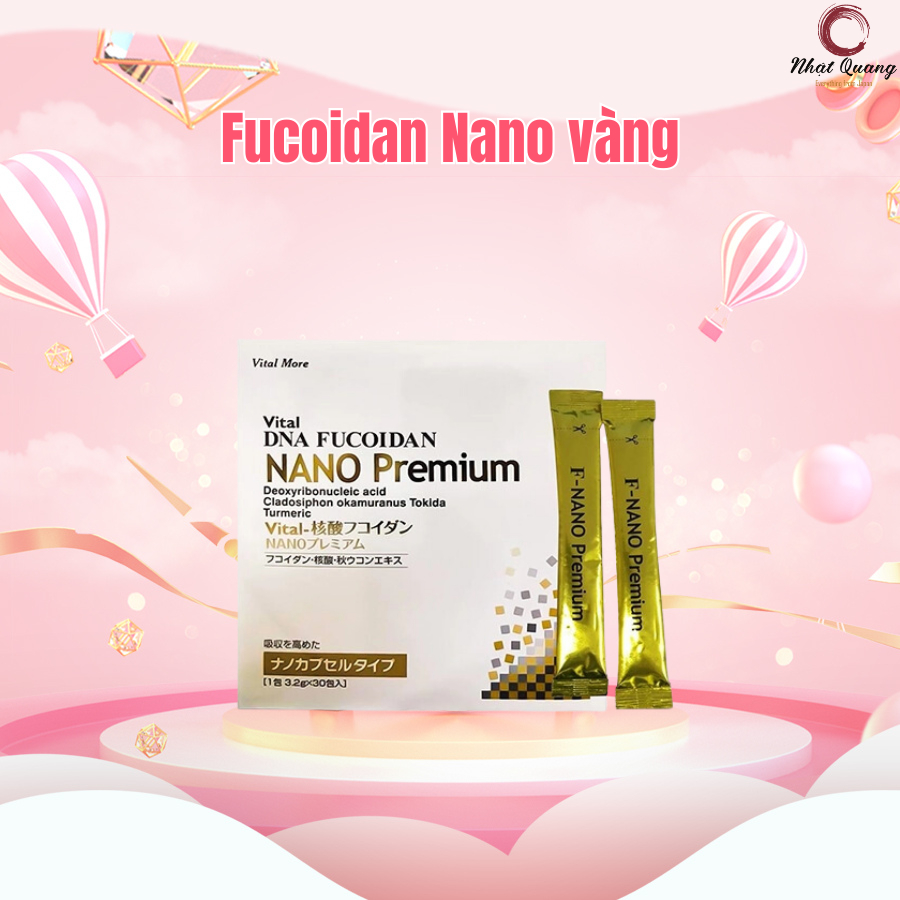 Fucoidan Nano Vàng 90 Gói, Vital DNA Fucoidan Nano Premium  - Hàng nội địa Nhật date xa