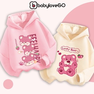Áo hoodie cho bé gái BabyloveGO mẫu mới 2024 áo thu đông có mũ chất nỉ da cá dày dặn cho bé HAG75