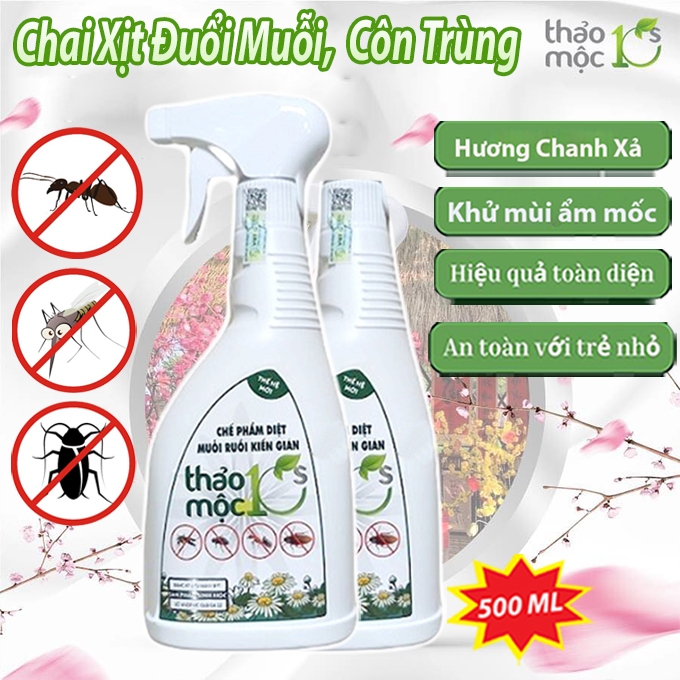 Chai Xịt Đuổi Muỗi, Côn Trùng Thảo Mộc 10S 500ml Mùi Hương Dễ Chịu Xuất Xứ Thảo Mộc - Đuổi Muỗi, Gián, Côn Trùng