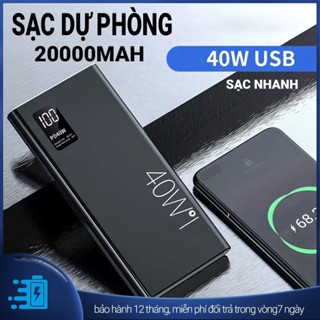  Sạc Dự Phòng Dung Lượng Khủng 20000Mah Công Nghệ Sạc Nhanh Tối Đa 40W 