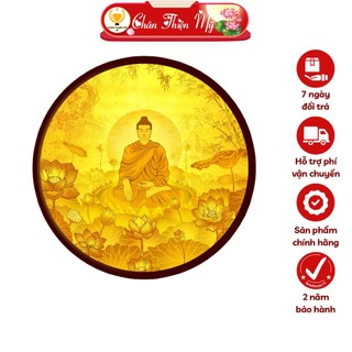 Đèn hào quang phật in tranh trúc chỉ phật thích ca chân thiện mỹ, trang trí bàn thờ, treo tượng phật tc-hq-231