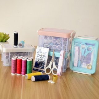 Hộp kim chỉ may vá, bộ kim chỉ đa năng, hộp kim chỉ may vá gia đình nhiều tầng hình chữ nhật tiện lợi