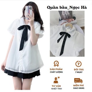 Áo sơ mi babydoll ren tơ form thụng dáng xòe áo sơ mi kiểu sang chảnh