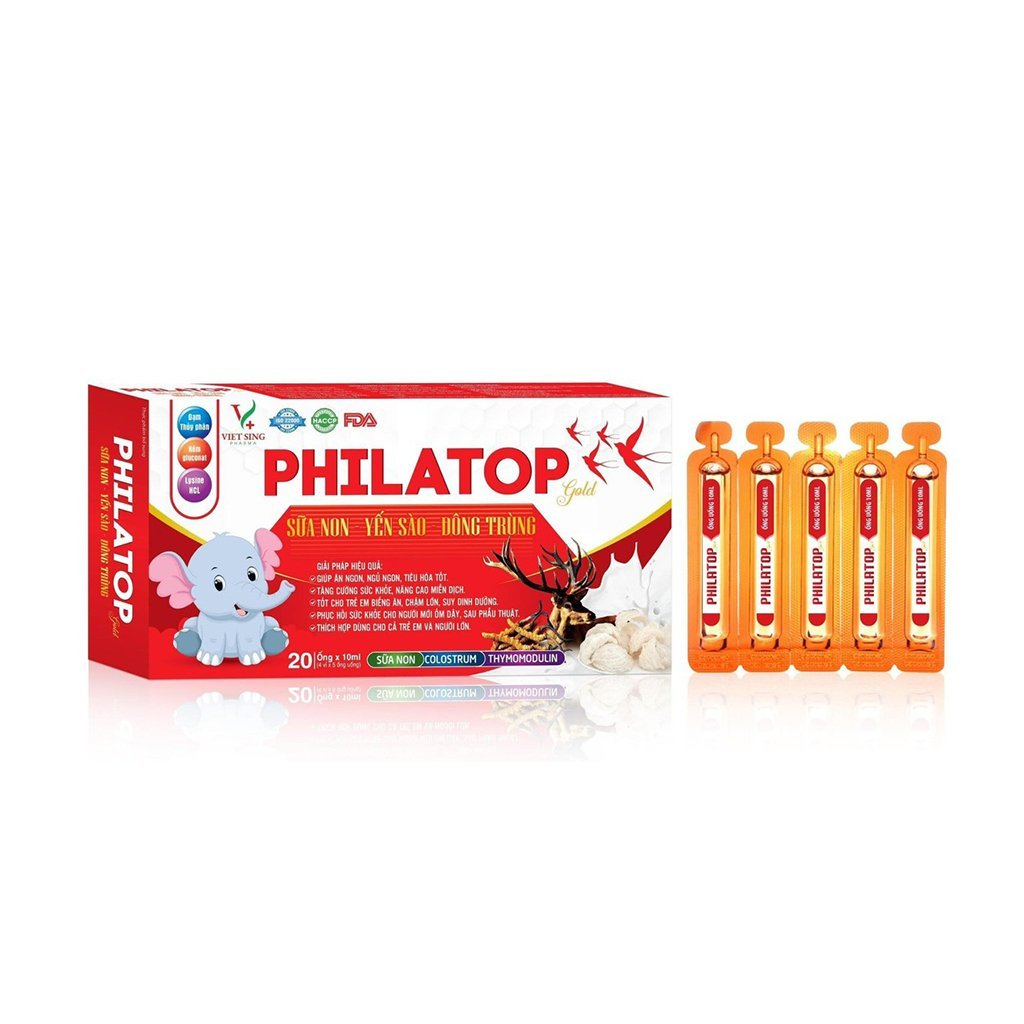 Philatop Yến sào Đông Trùng Sữa Non bổ sung dưỡng chất, hỗ trợ sức khỏe Hộp 20 ống x 10ml