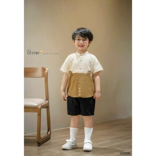 Bộ quần áo sơmi  tai Gấu cho bé trai Beemo,Chất liệu đũi Hàn cao cấp, thấm hút mồ hôi,dáng cổ tàu B452