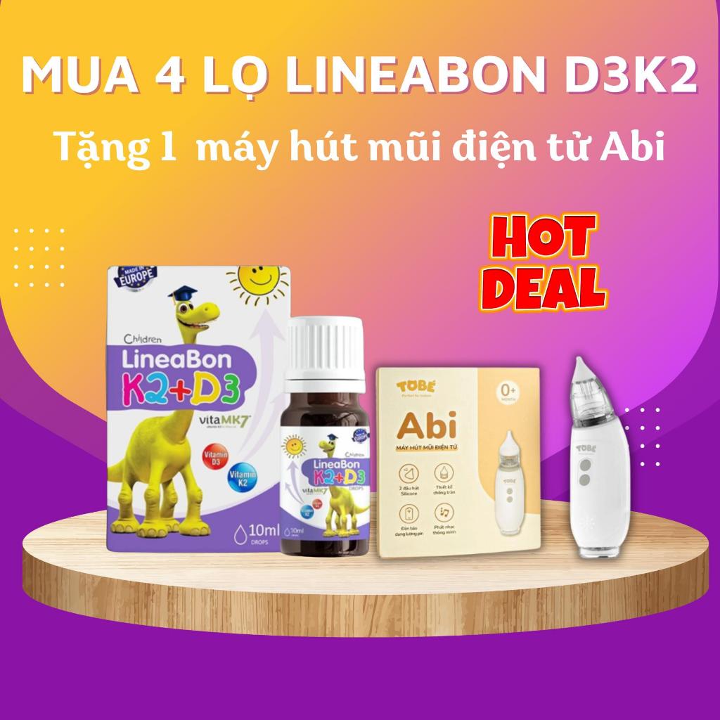 [Tặng 1 máy hút mũi Abi Tobe] Combo 4 Vitamin LineaBon vitamin D3 K2 10ml - Vitamin tăng chiều cao cho bé