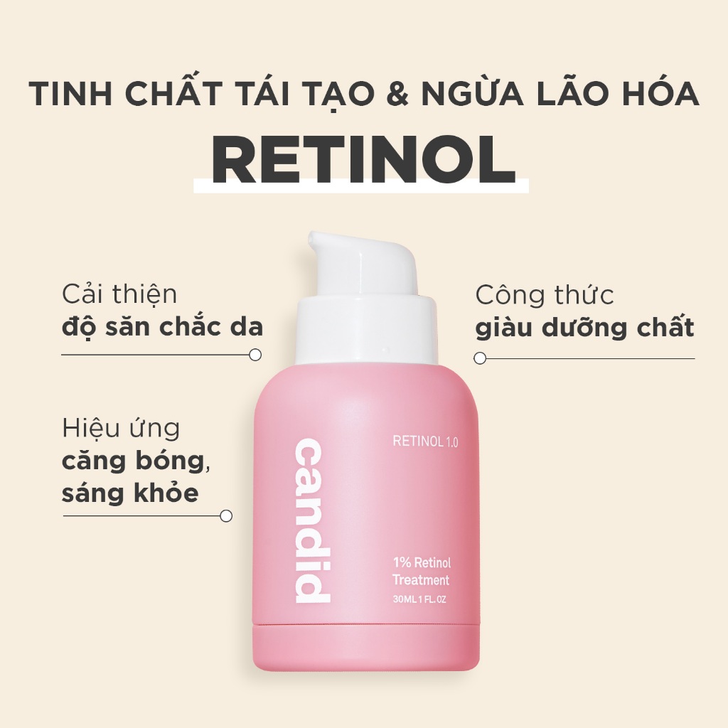 Bộ Sản Phẩm Tái Tạo Và Phục Hồi Làn Da Candid Retinol 0.5% 30ml& Kem Dưỡng B5 Cica 50ml