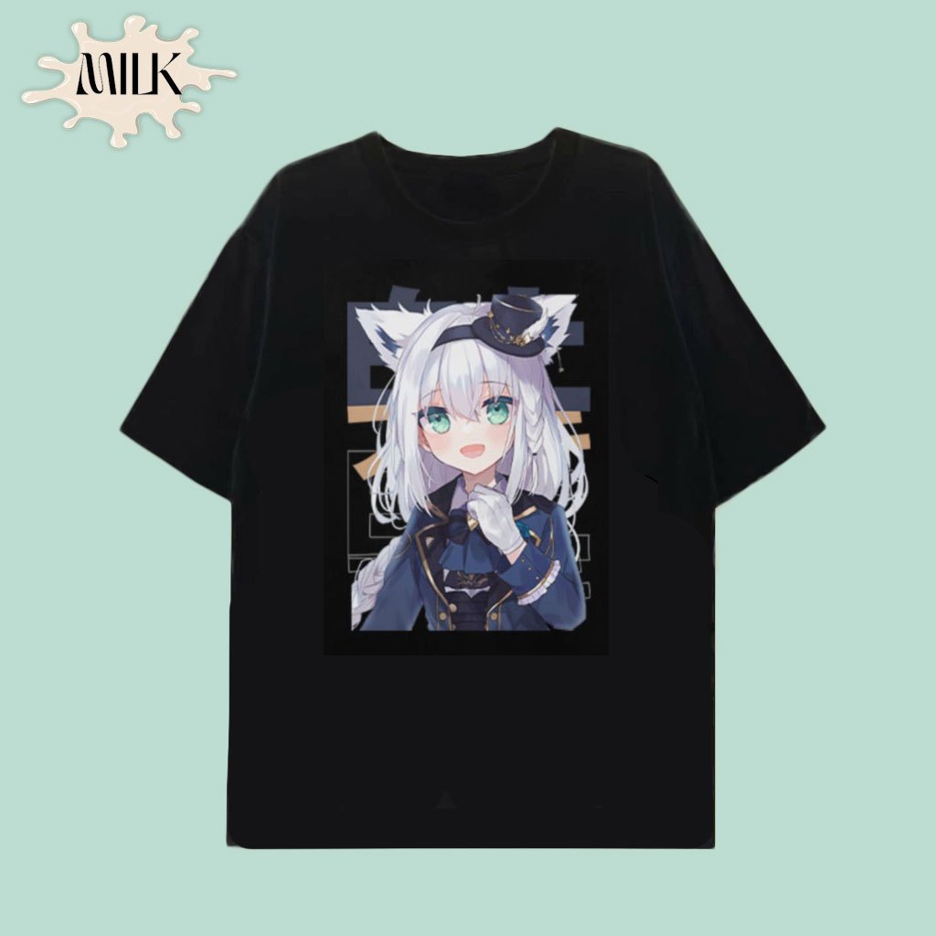 Áo thun Hololive Shirakami Fubuki (Black/White) ngắn tay