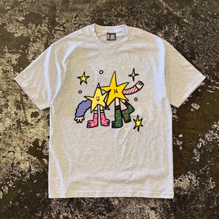 Áo Phông Nam Nữ Cổ Tròn Phối Hình Cặp Đôi Ngôi Sao Phong Cách Trẻ Trung, Chất Vải Cotton Khô Mềm Mại Thấm Hút Mồ Hôi