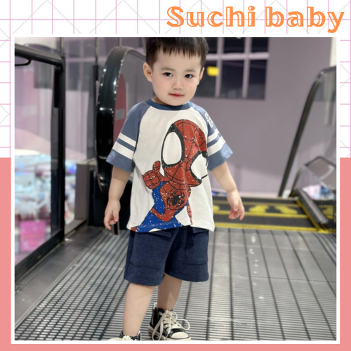 Bộ đồ mùa hè bé trai, in hình siêu nhân nhện