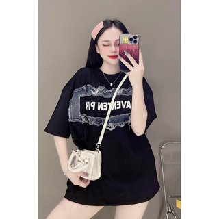 Áo Thun Tay Lỡ Unisex Phối Bò Averrrnten Áo Phông Cotton Dày Dặn Dáng Rộng Nam Nữ form rộng