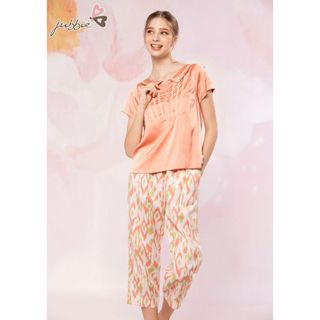 Bộ lửng áo lụa phối quần mặc nhà Jubbie 93227