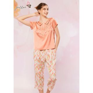 Bộ lửng áo lụa phối quần mặc nhà Jubbie 93227